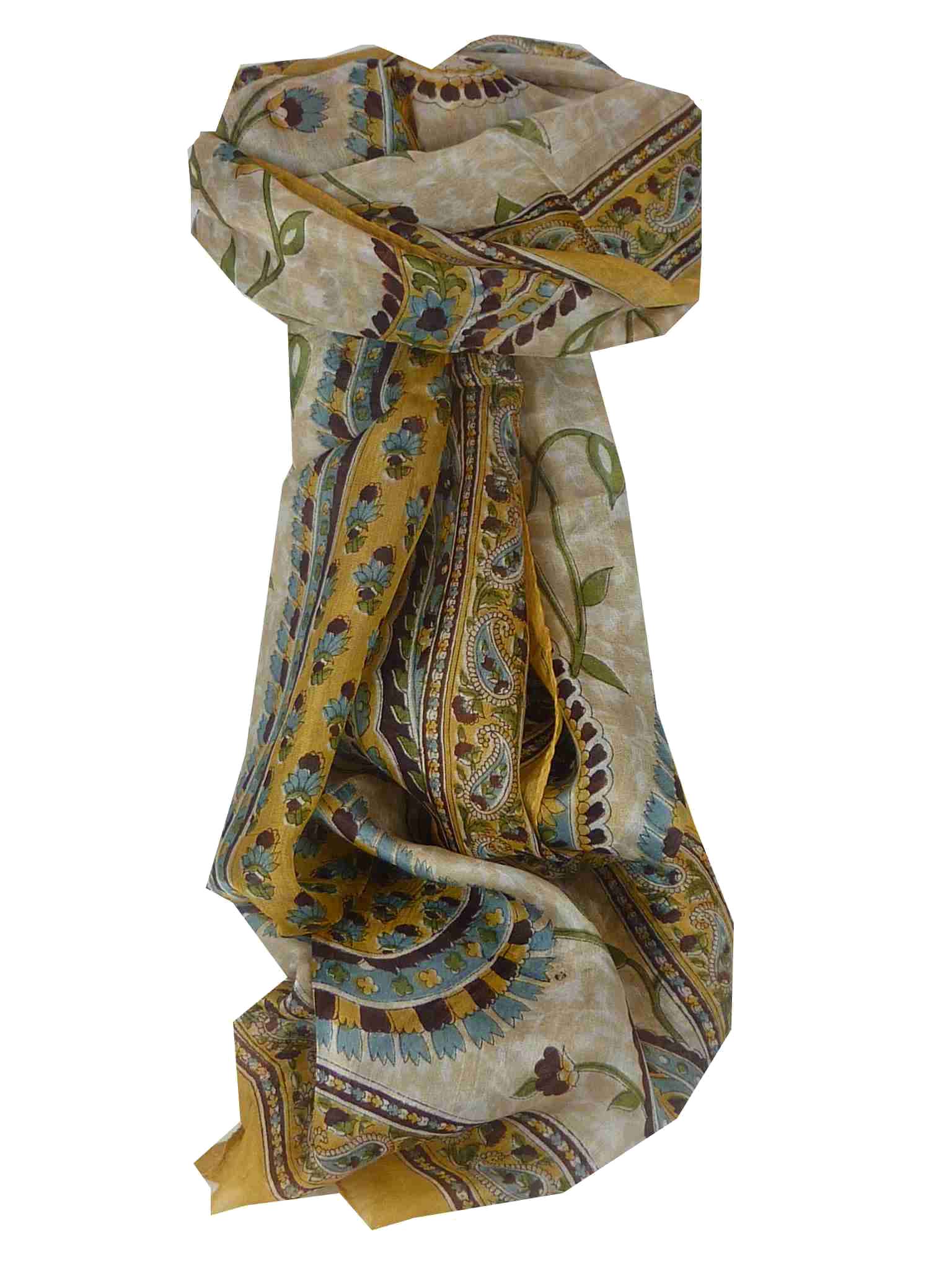 Tradizionale Sciarpa Longa di Seta Sonja Cream di Pashmina & Silk