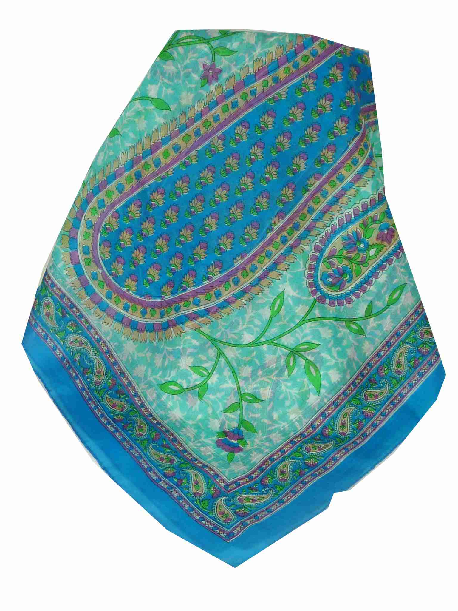 Tradizionale Sciarpa Longa di Seta Sonja Aquamarine di Pashmina & Silk
