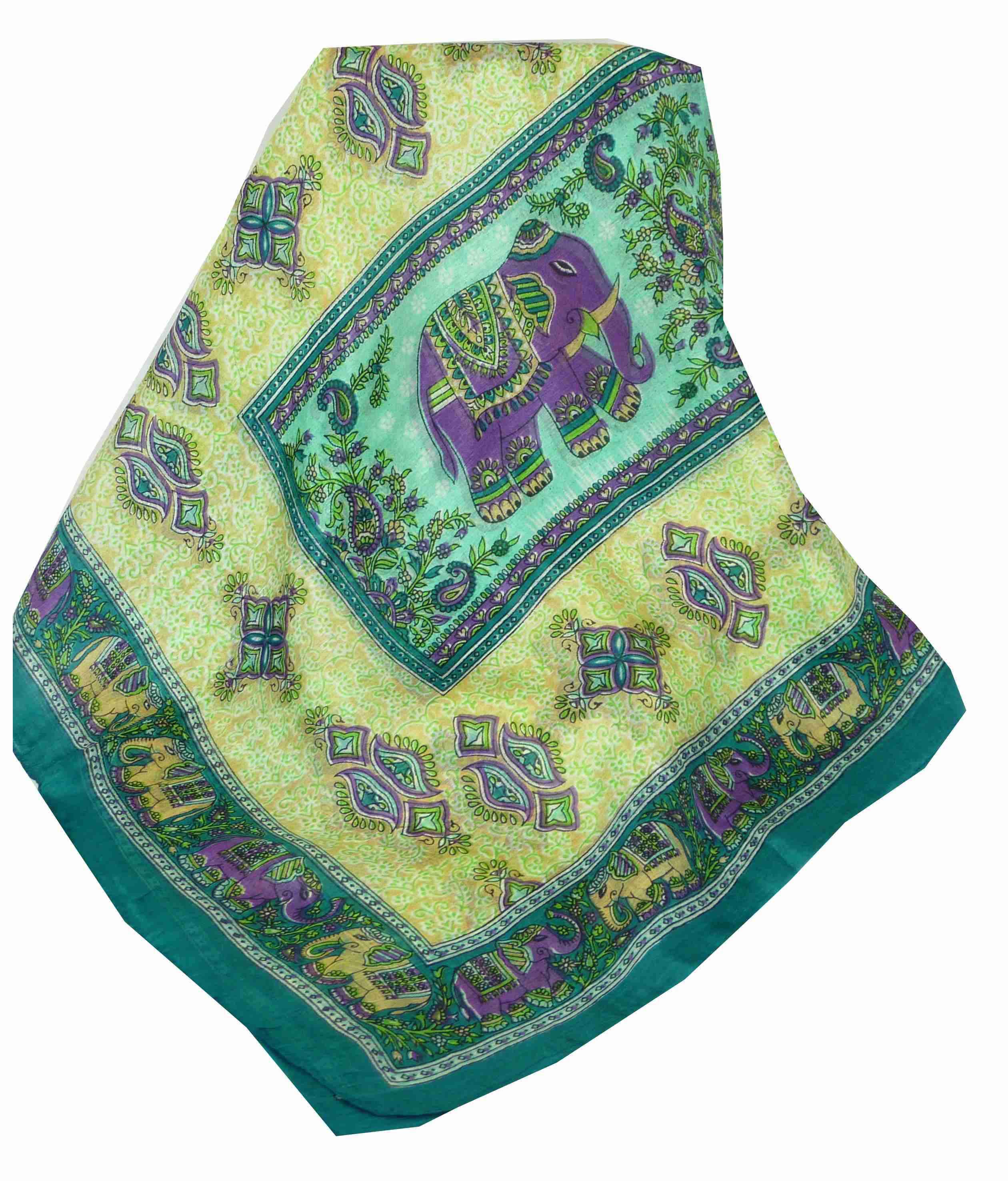 Mulberry Silk Traditional Long Scarf Rei Teal by Pashmina & Silk