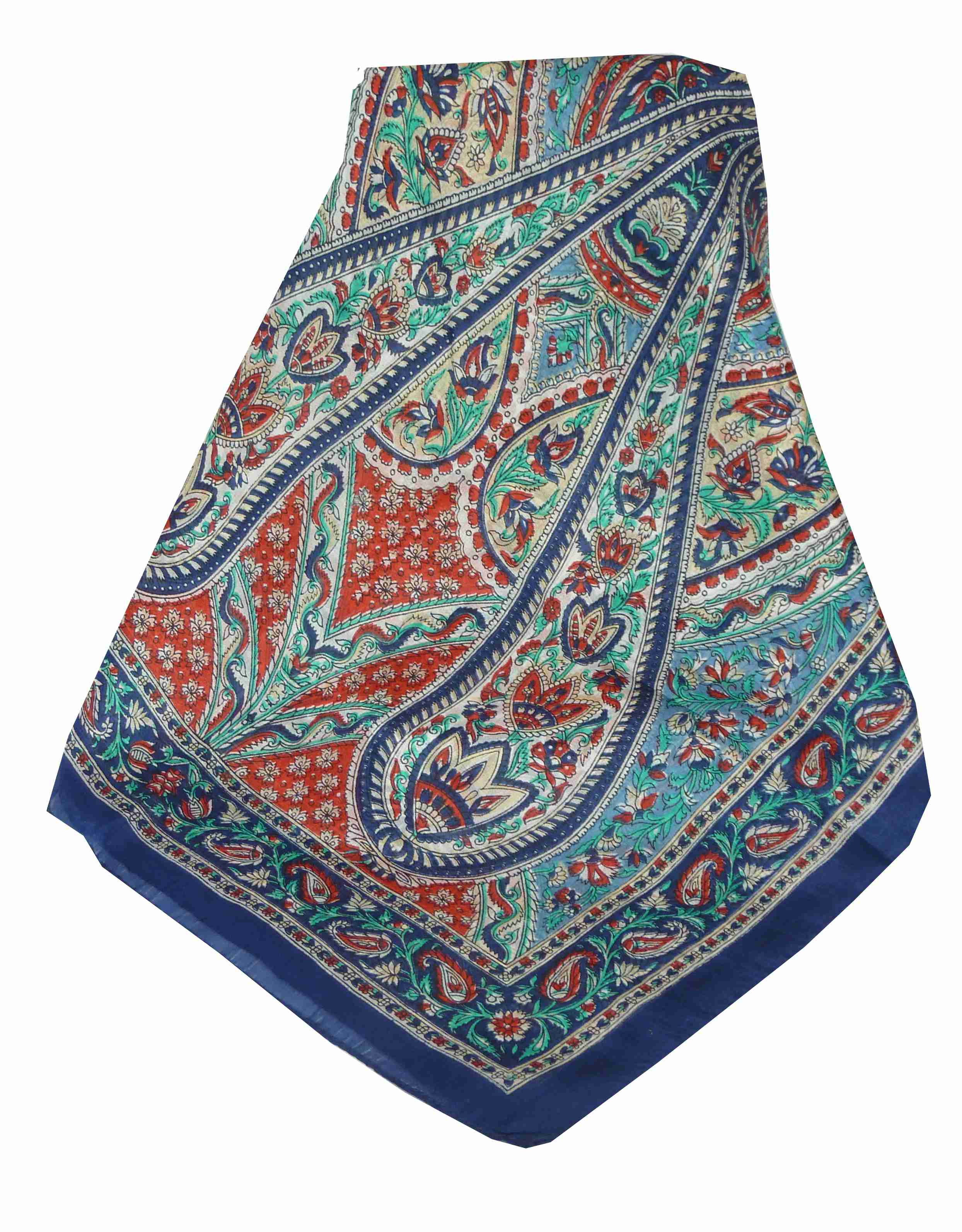 Mulberry Silk Traditional Long Scarf Riya Blue by Pashmina & Silk