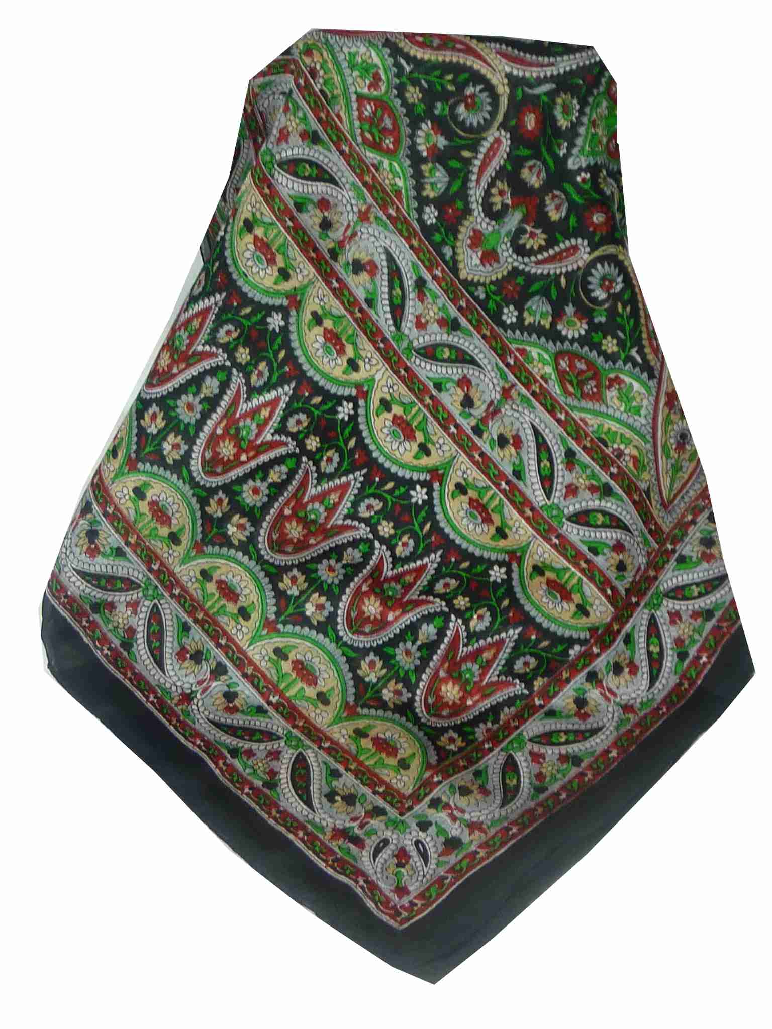 Mulberry Silk Traditional Long Scarf Palai Black by Pashmina & Silk