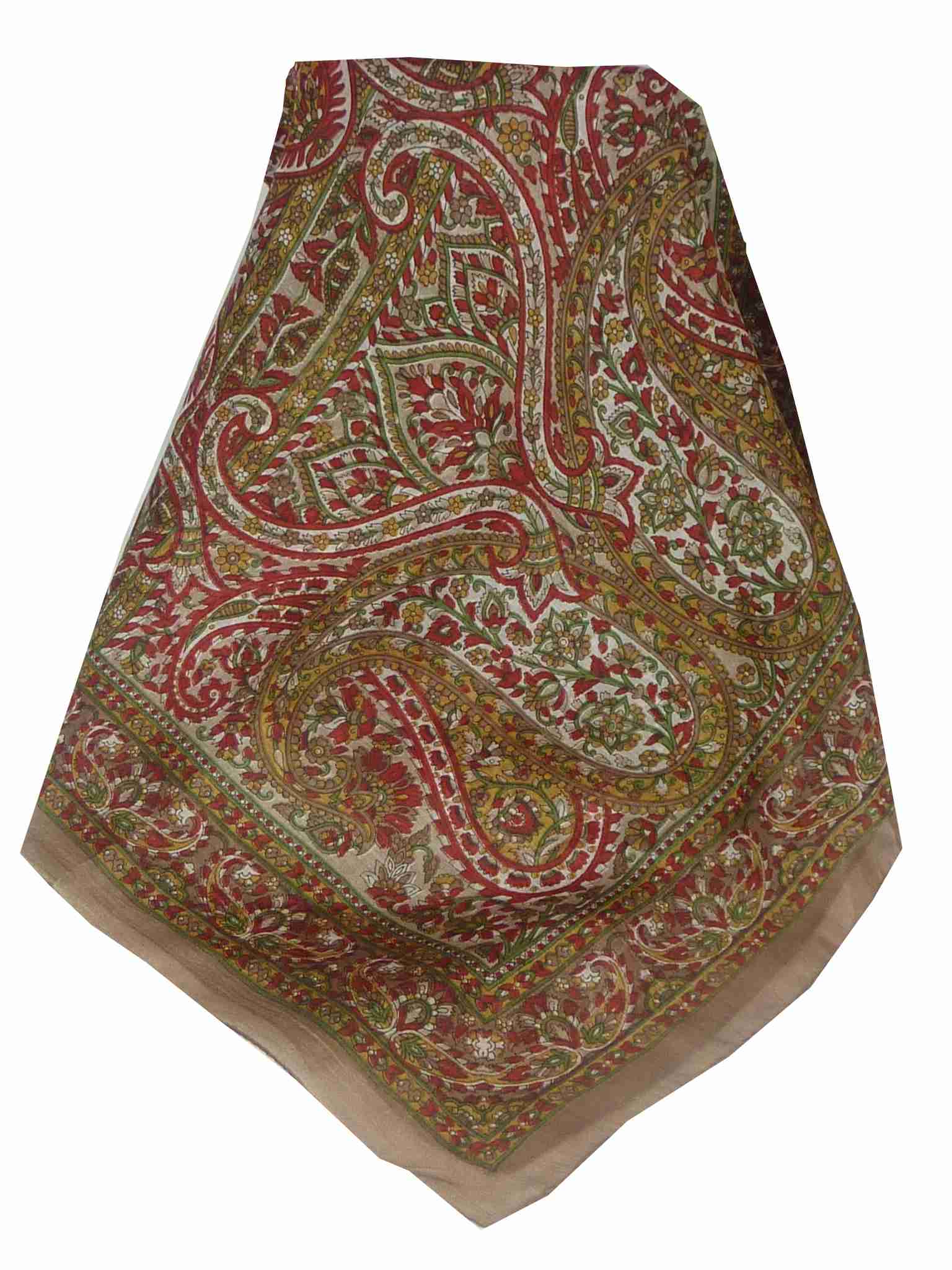 Tradizionale Sciarpa Longa di Seta Panaji Brown di Pashmina & Silk