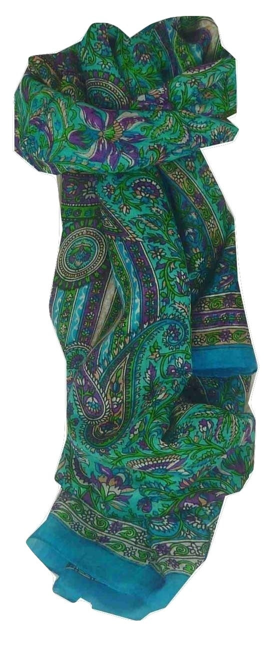 Mulberry Silk Traditional Long Scarf Puri Sky by Pashmina & Silk