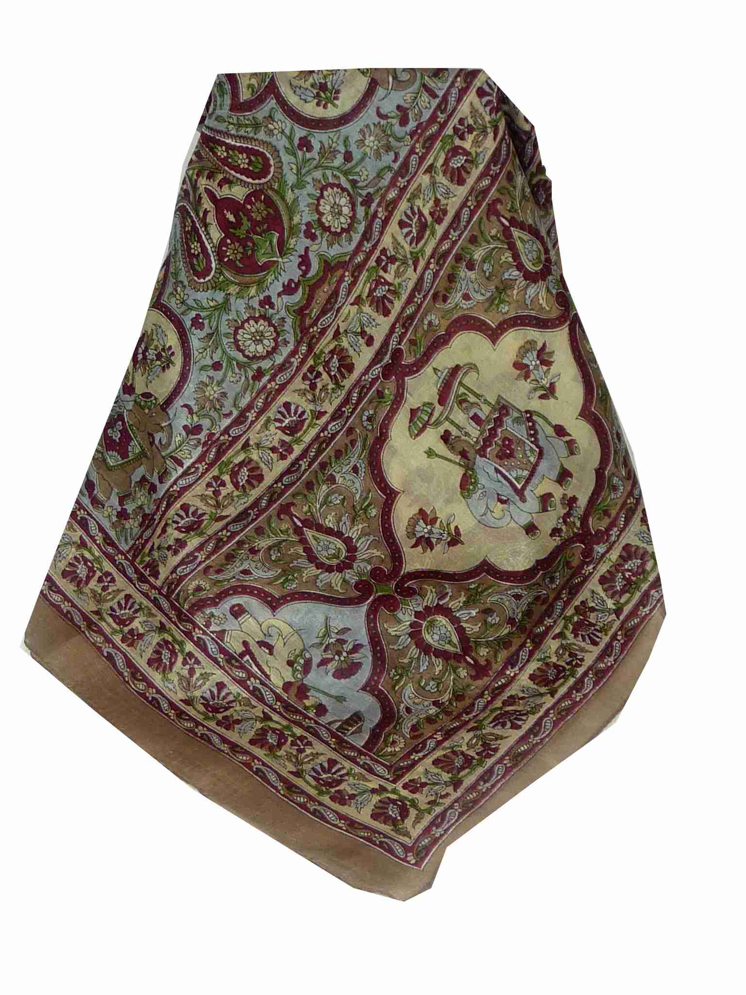 Mulberry Silk Traditional Long Scarf Nahan Brown by Pashmina & Silk