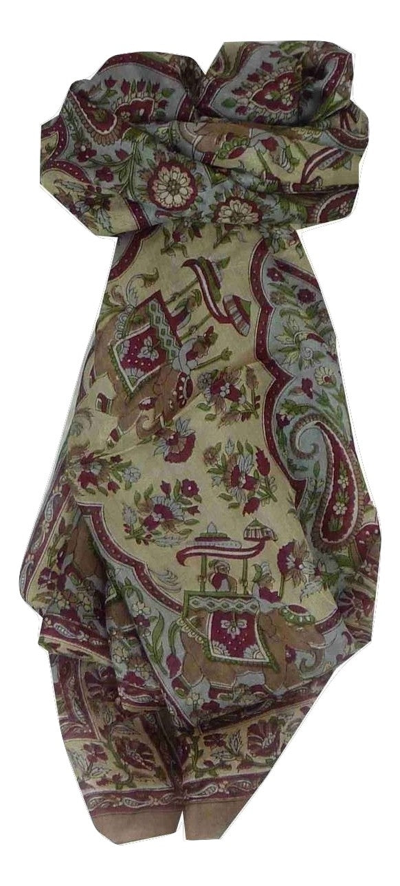 Mulberry Silk Traditional Long Scarf Nahan Brown by Pashmina & Silk