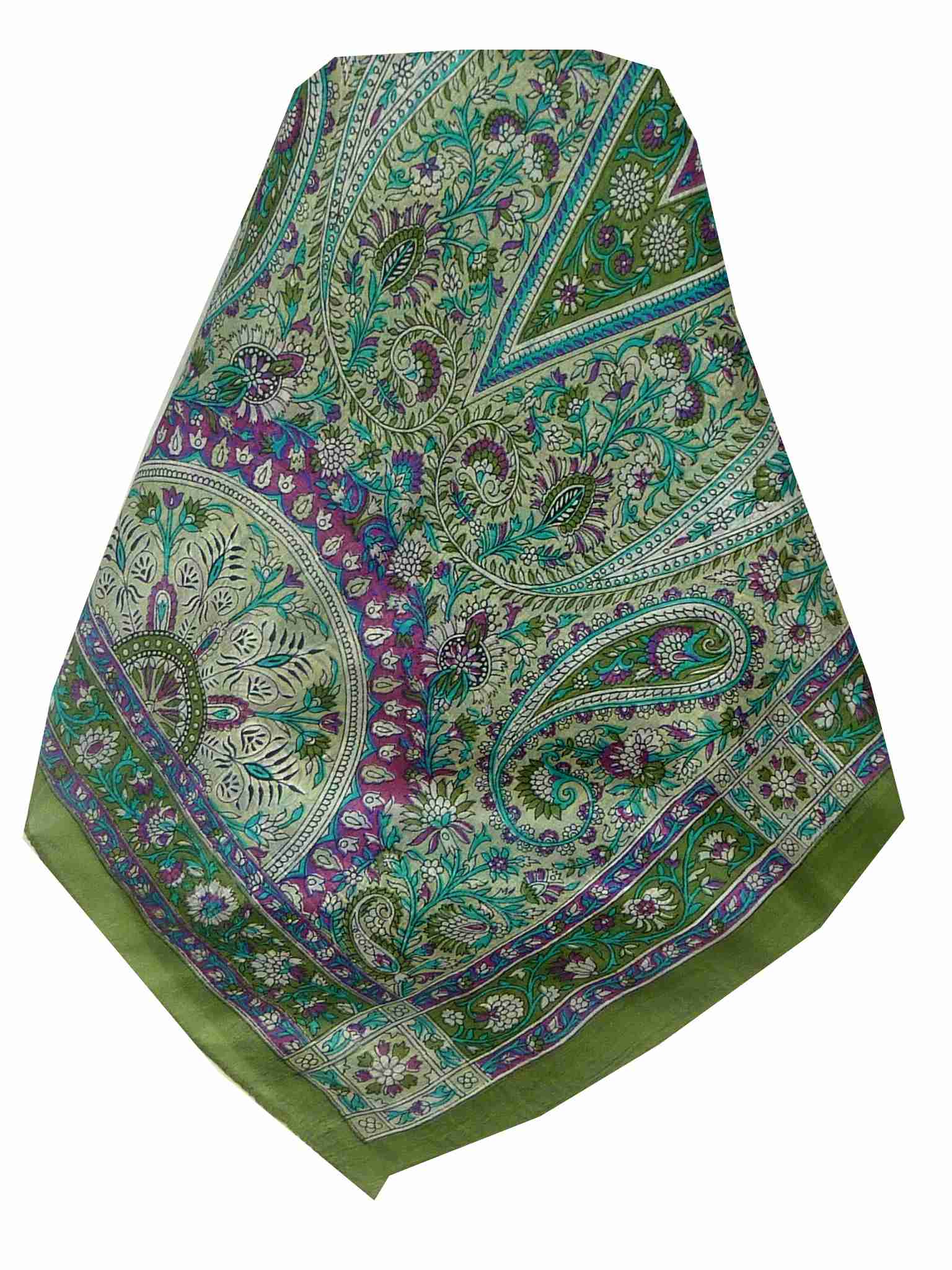Foulard Traditional Soie de Mûrier Malabar Sage de Pashmina & Silk 