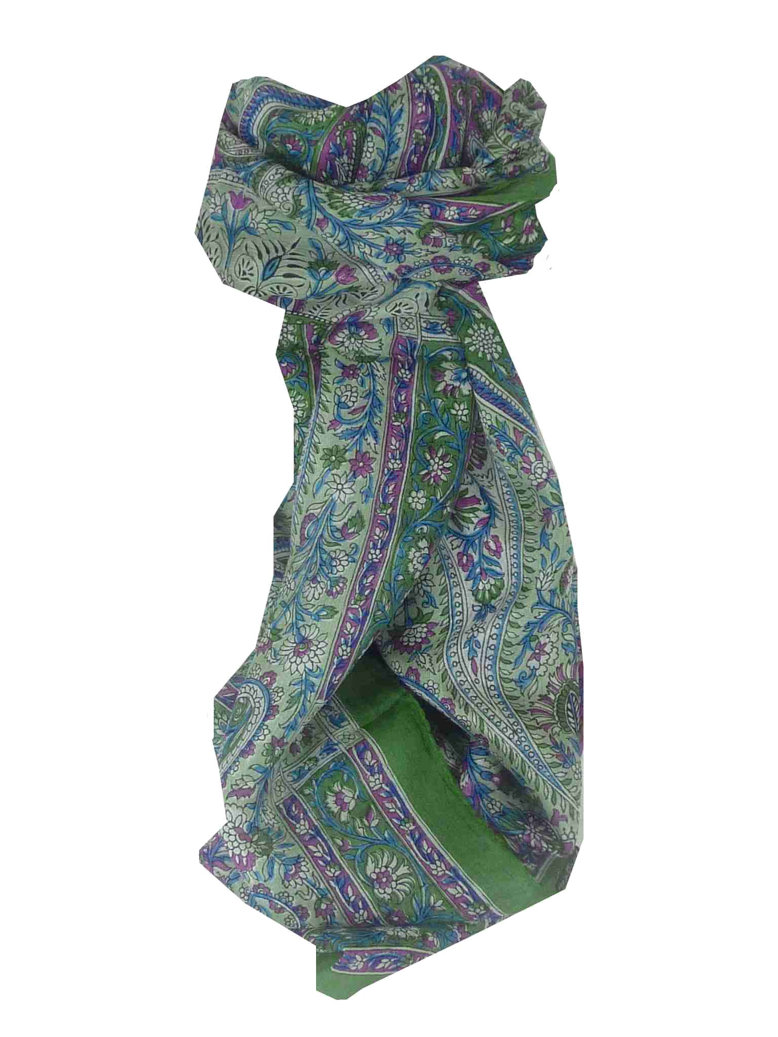 Foulard Traditional Soie de Mûrier Malabar Sage de Pashmina & Silk 