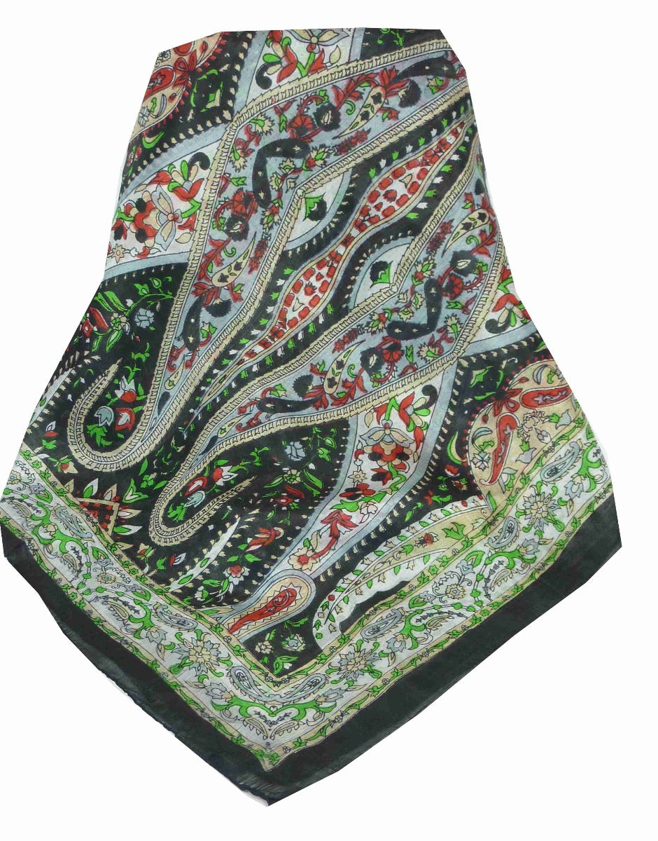 Mulberry Silk Traditional Long Scarf Ikna Black by Pashmina & Silk