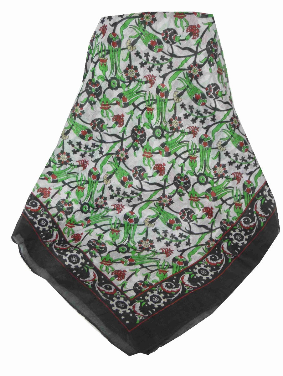 Mulberry Silk Traditional Long Scarf Indira Black by Pashmina & Silk