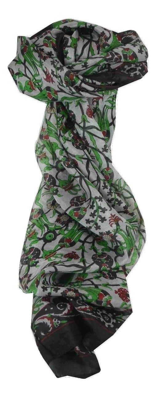 Mulberry Silk Traditional Long Scarf Indira Black by Pashmina & Silk