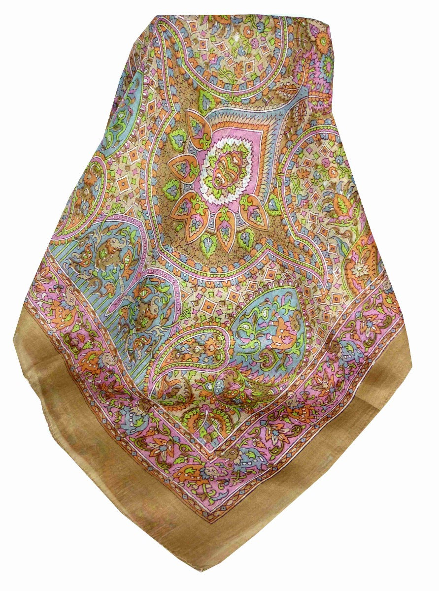 Tradizionale Sciarpa Longa di Seta Joban Caramel di Pashmina & Silk