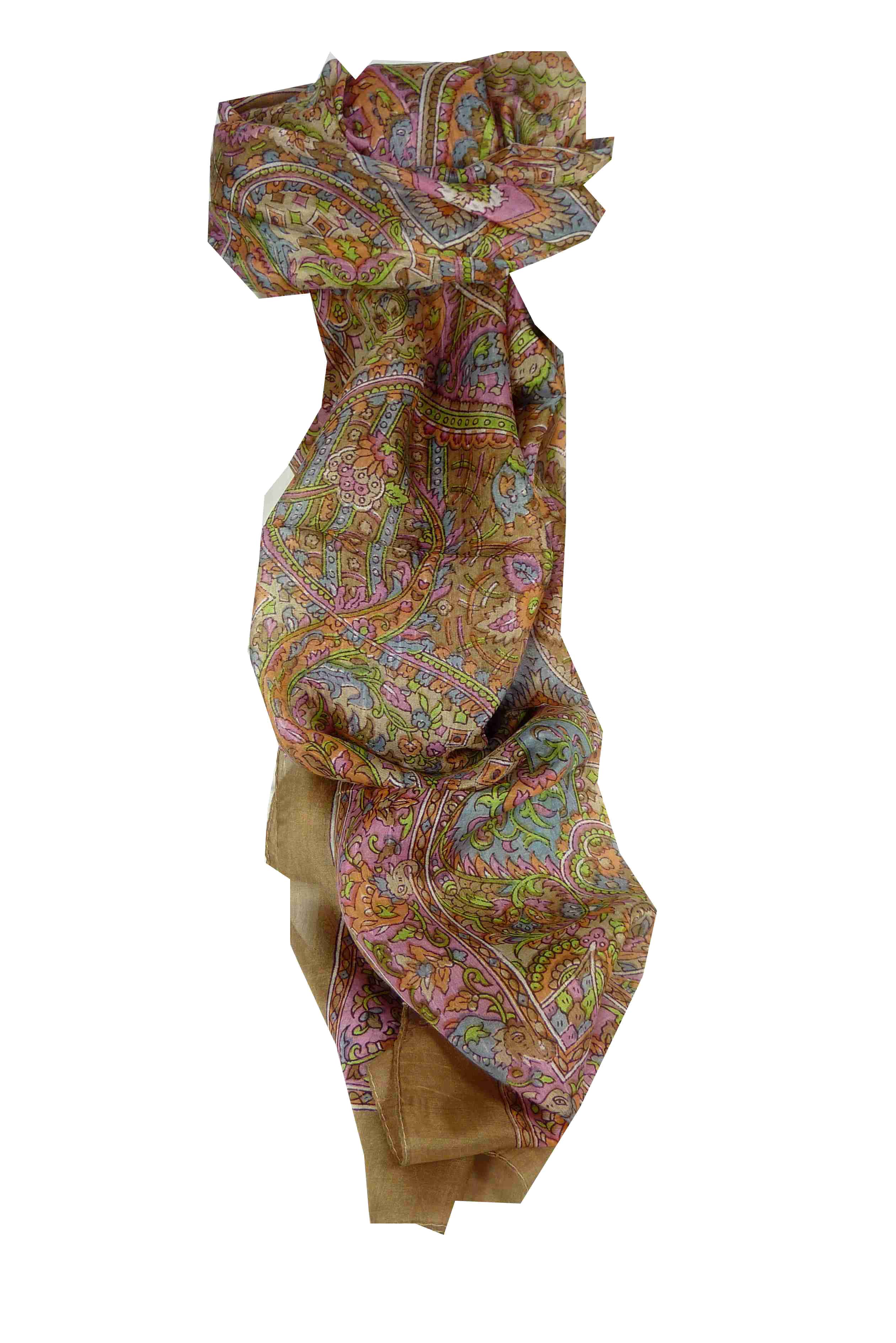 Tradizionale Sciarpa Longa di Seta Joban Caramel di Pashmina & Silk