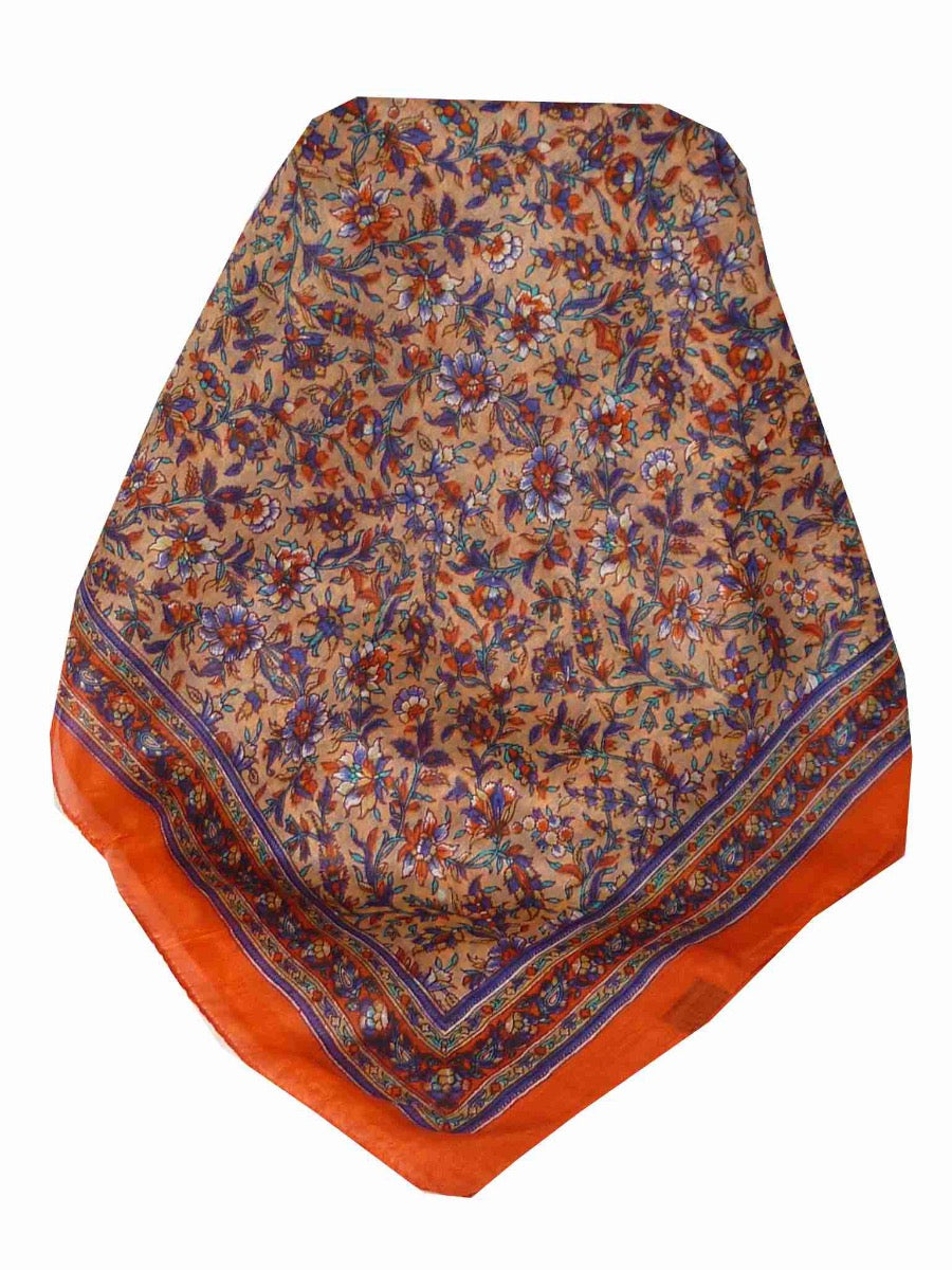 Tradizionale Sciarpa Longa di Seta Eyma Tangerine & Blue di Pashmina & Silk