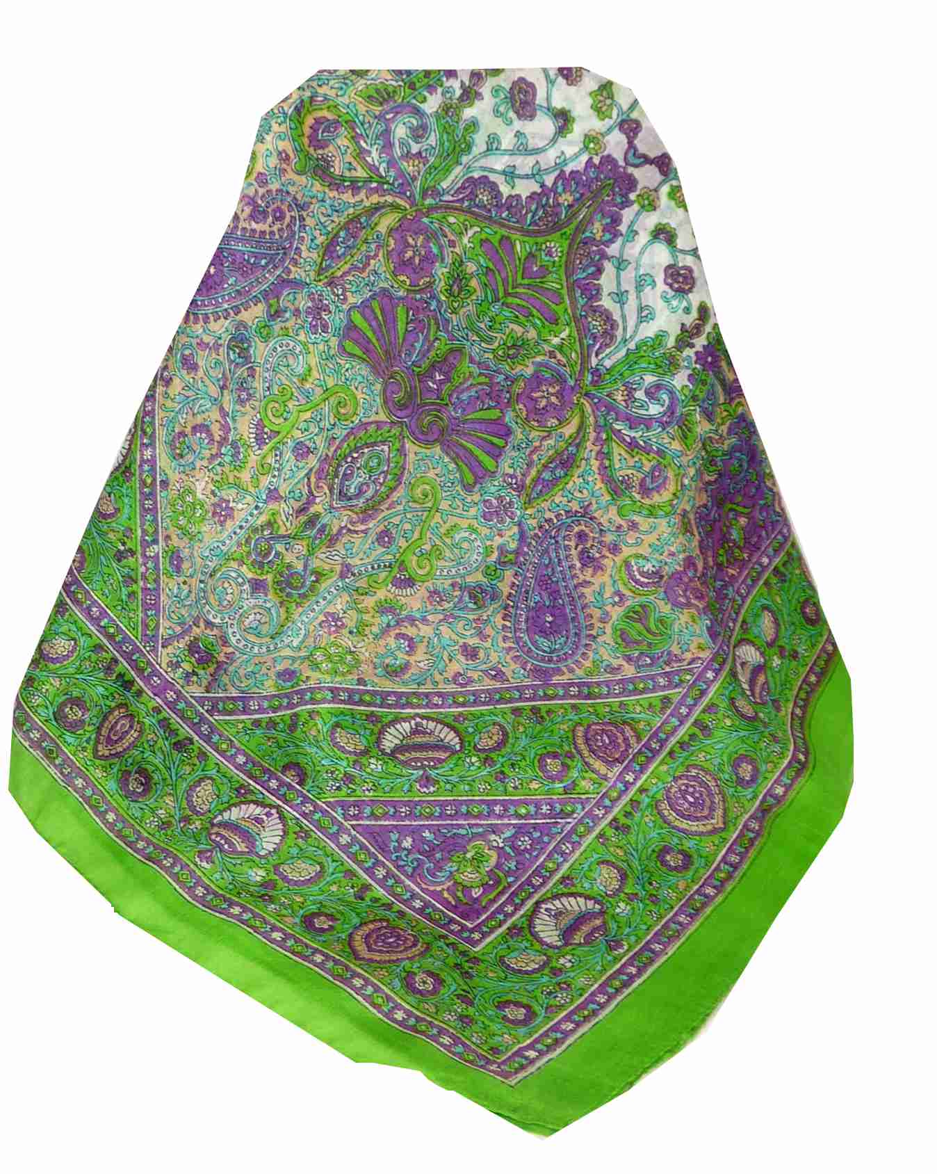 Tradizionale Sciarpa Longa di Seta Tapti Citron Vert di Pashmina & Silk