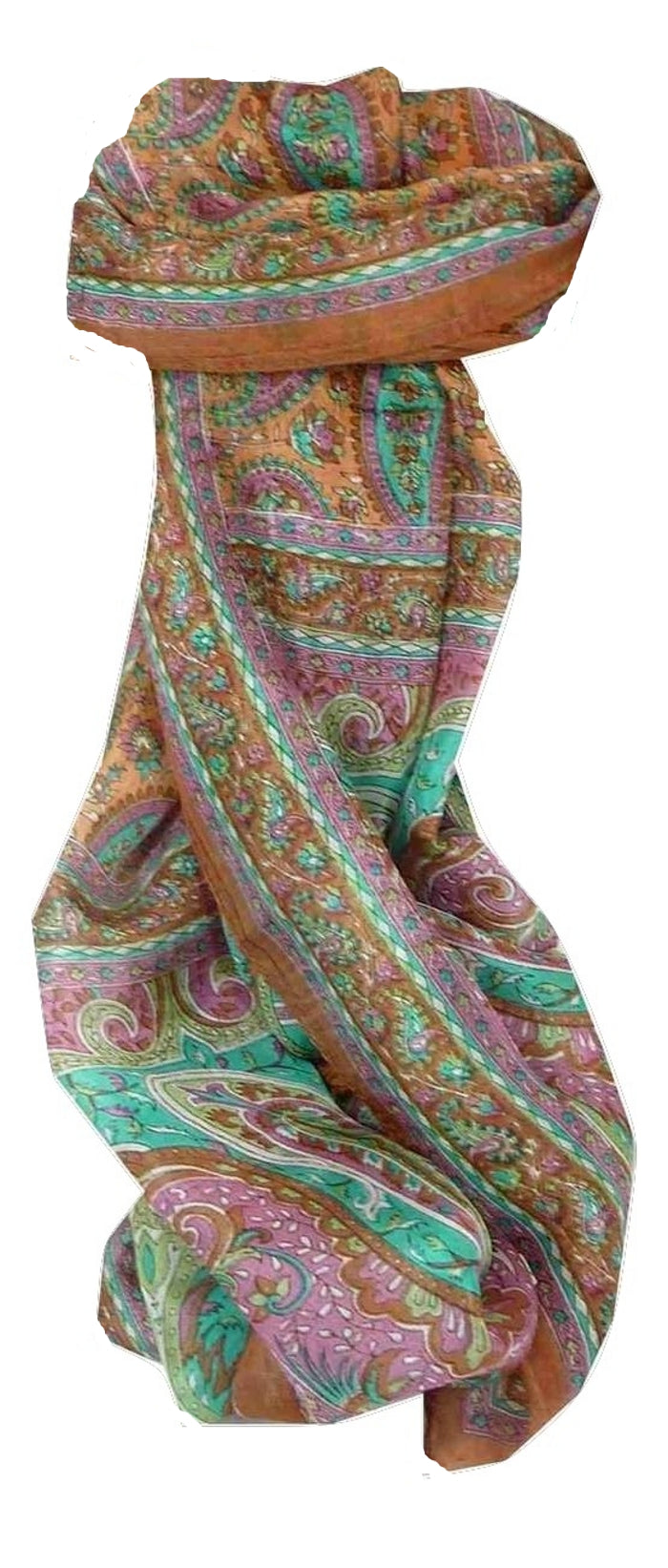 Tradizionale Sciarpa Longa di Seta Koel Copper di Pashmina & Silk