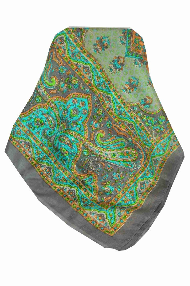 Mulberry Silk Traditional Long Scarf Kali Slate by Pashmina & Silk
