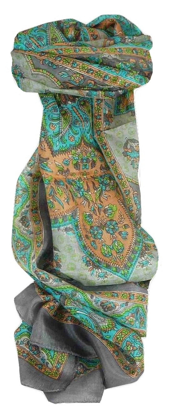 Mulberry Silk Traditional Long Scarf Kali Slate by Pashmina & Silk