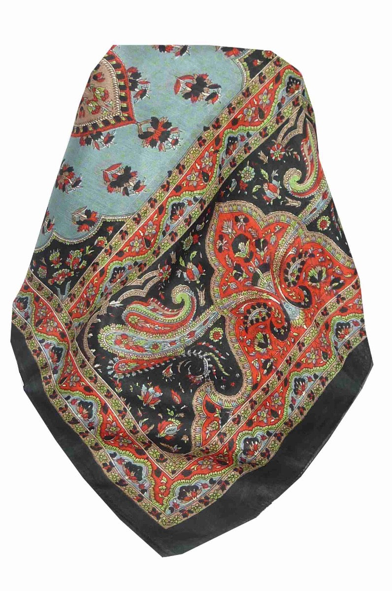 Mulberry Silk Traditional Long Scarf Kali Black by Pashmina & Silk