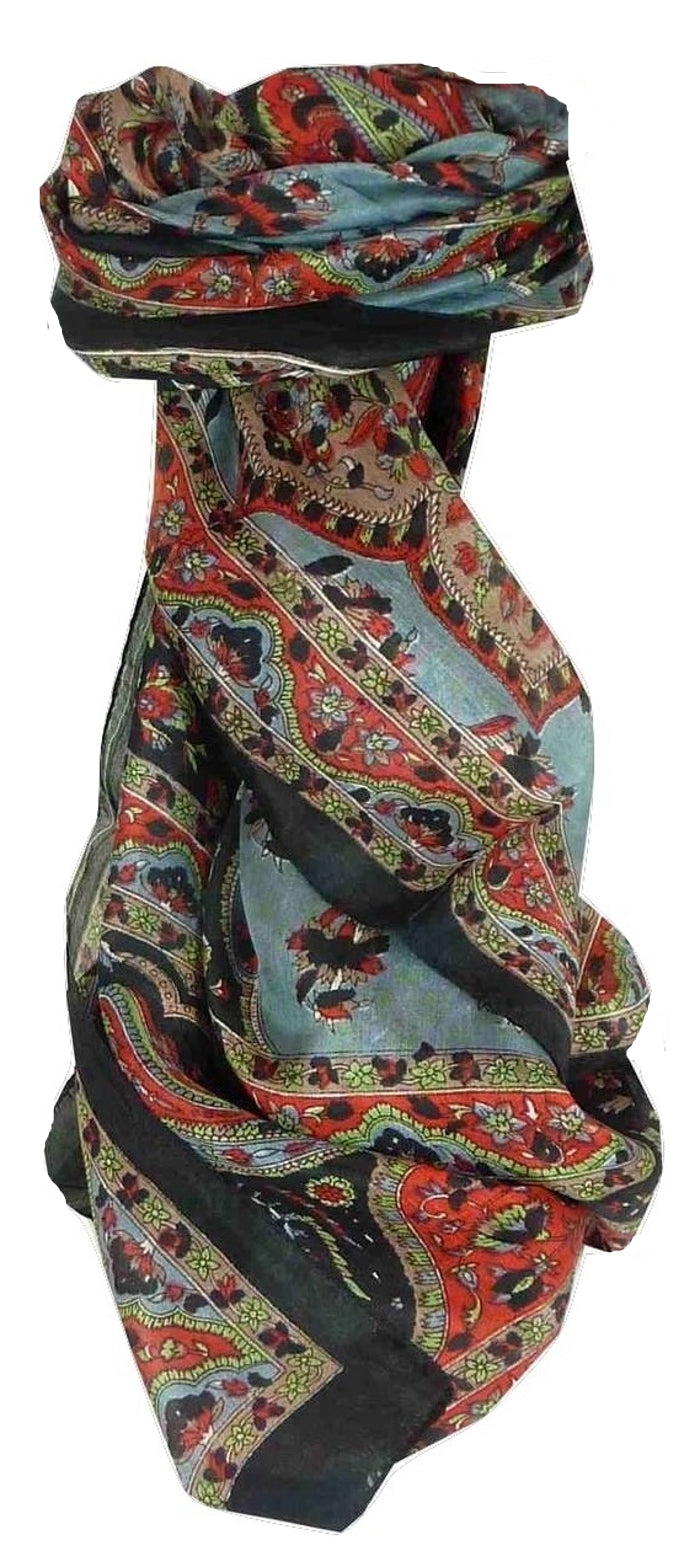Mulberry Silk Traditional Long Scarf Kali Black by Pashmina & Silk