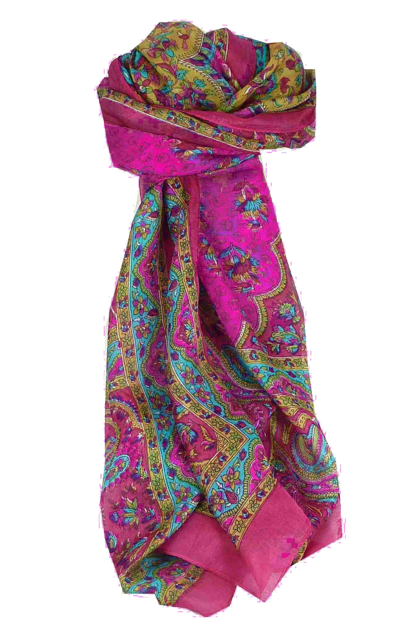 Mulberry Silk Traditional Long Scarf Kali Pink by Pashmina & Silk