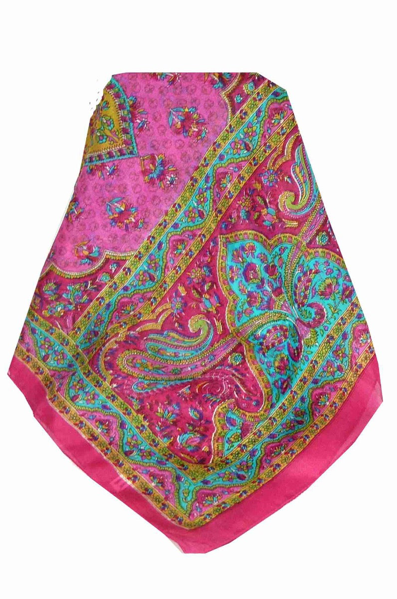 Mulberry Silk Traditional Long Scarf Kali Pink by Pashmina & Silk