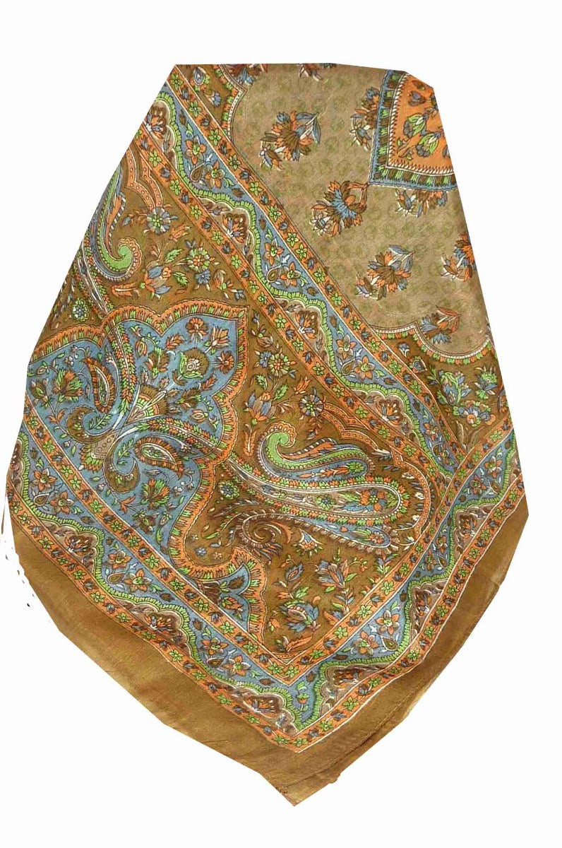 Mulberry Silk Traditional Long Scarf Kali Caramel by Pashmina & Silk