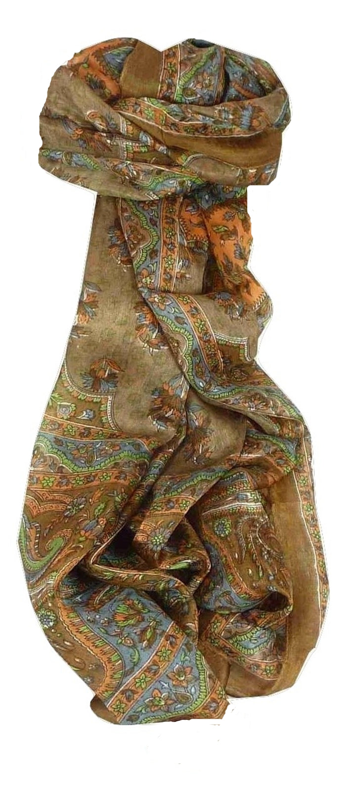 Mulberry Silk Traditional Long Scarf Kali Caramel by Pashmina & Silk