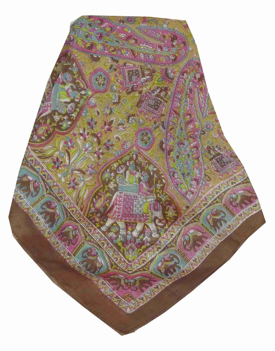 Mulberry Silk Traditional Long Scarf Baira Caramel by Pashmina & Silk