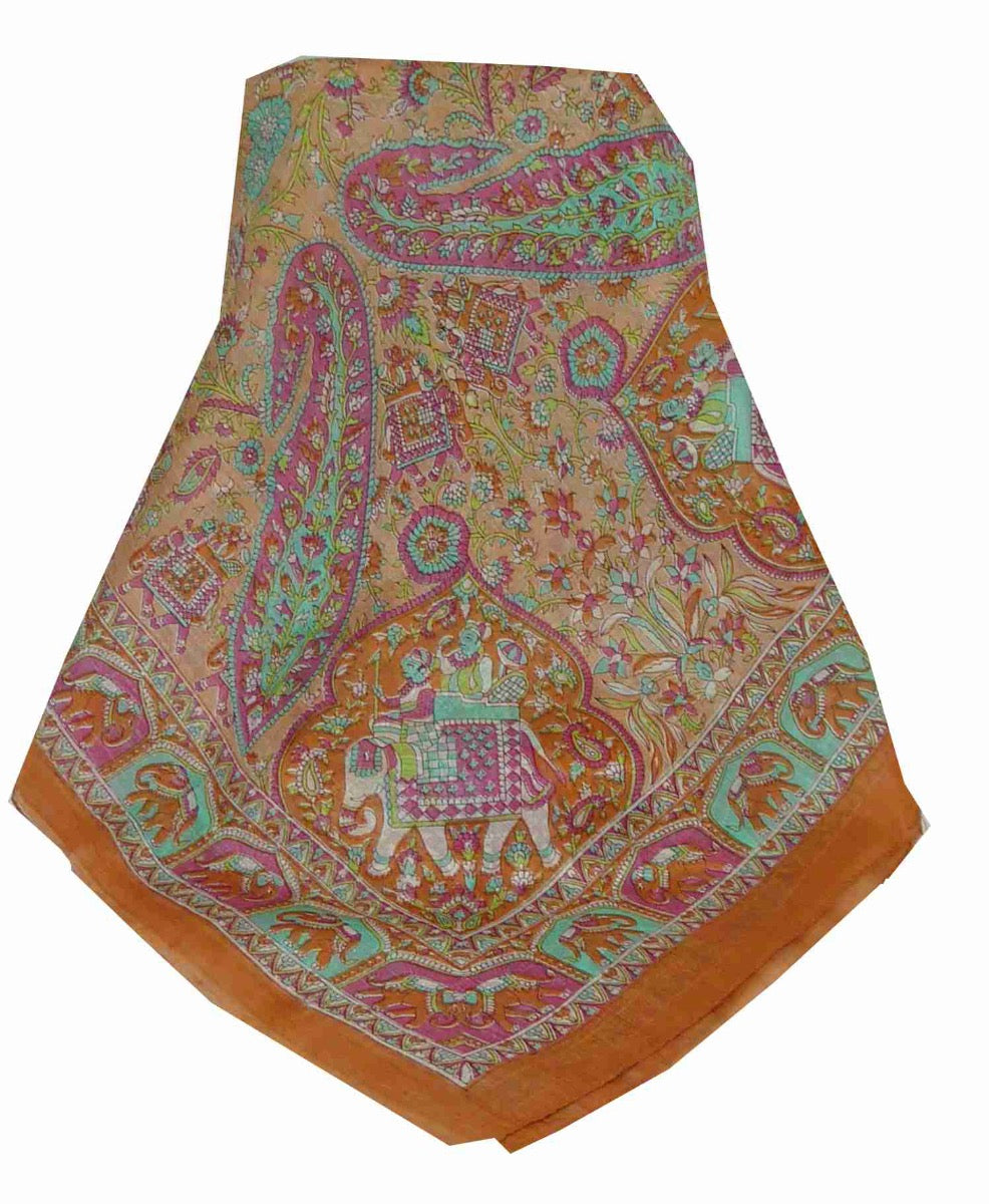 Mulberry Silk Traditional Long Scarf Baira Chestnut by Pashmina & Silk