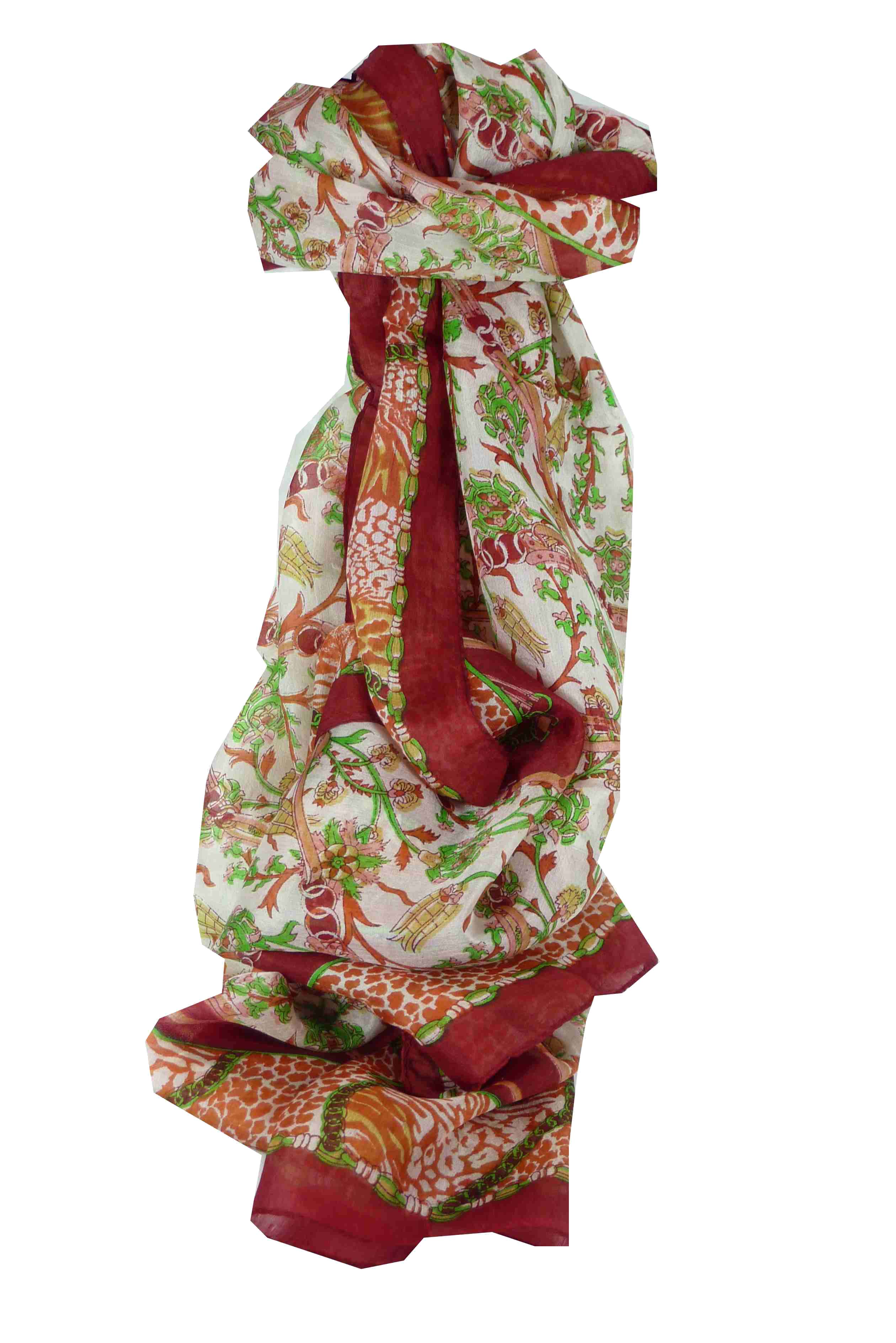 Tradizionale Sciarpa Longa di Seta Bijul Red di Pashmina & Silk