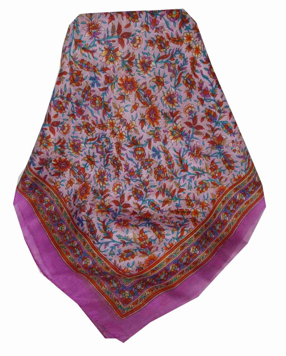 Mulberry Silk Traditional Long Scarf Ajas Rose & Orange by Pashmina & Silk