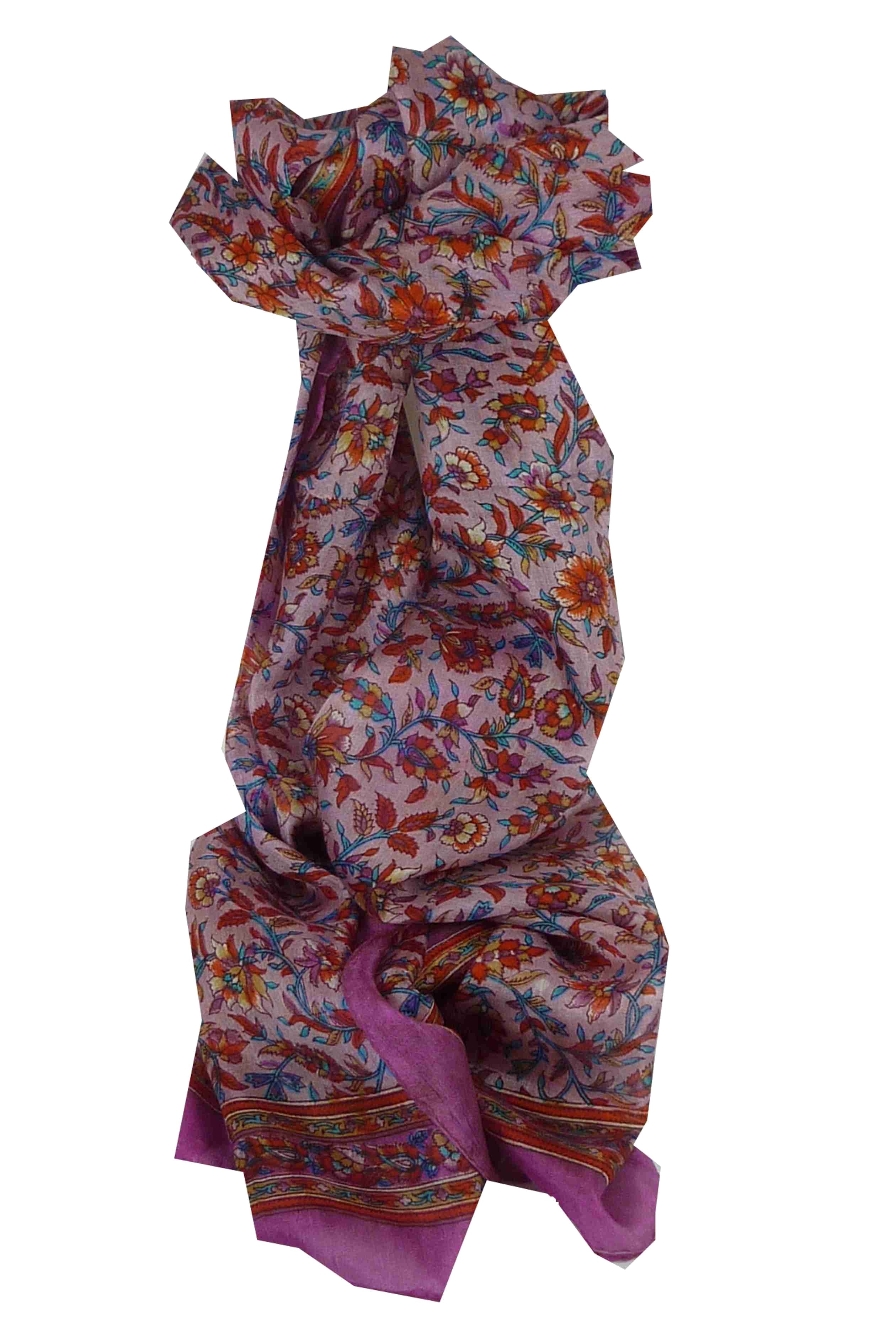 Mulberry Silk Traditional Long Scarf Ajas Rose & Orange by Pashmina & Silk