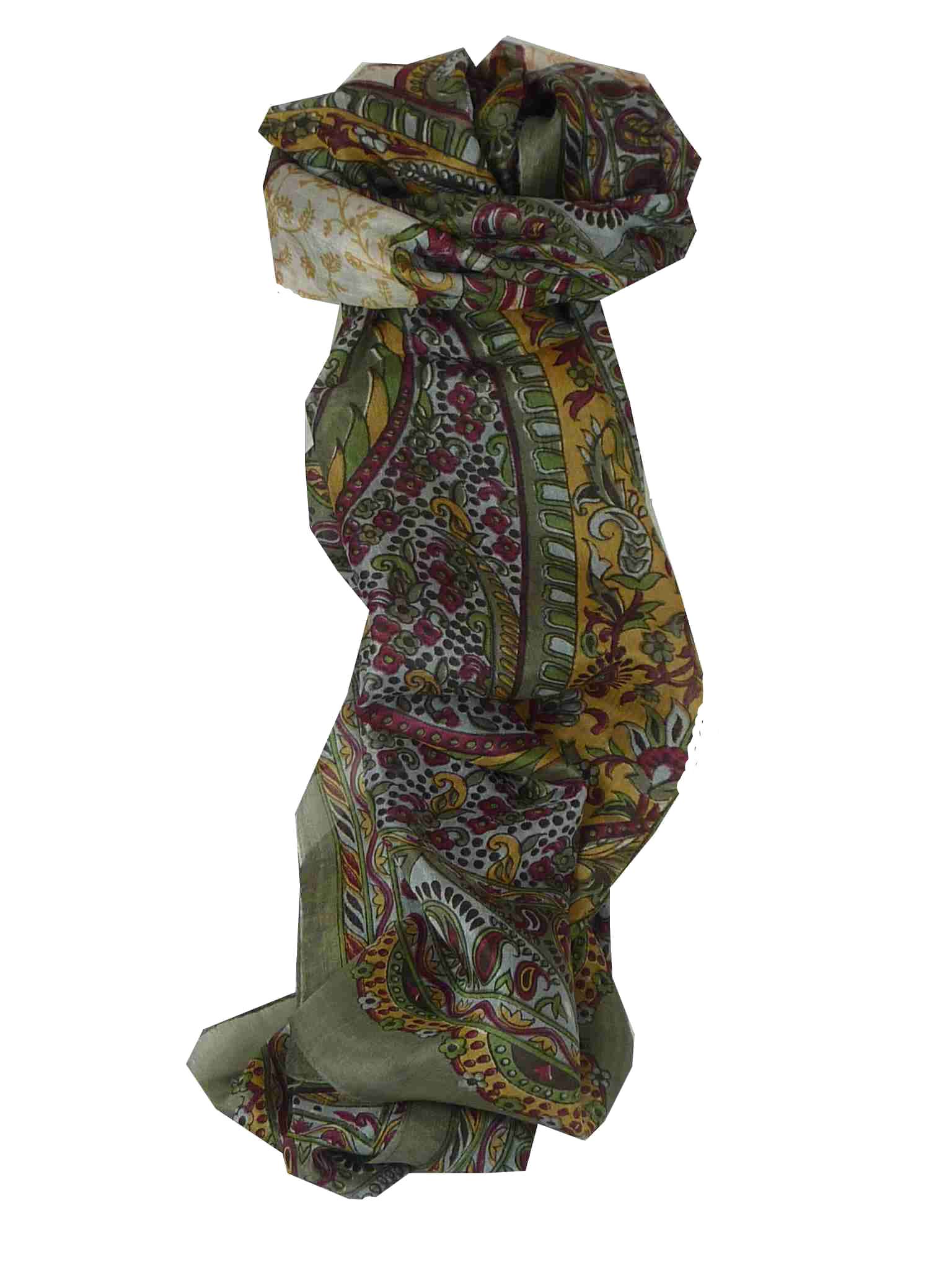 Tradizionale Sciarpa Longa di Seta Alampur Grey di Pashmina & Silk
