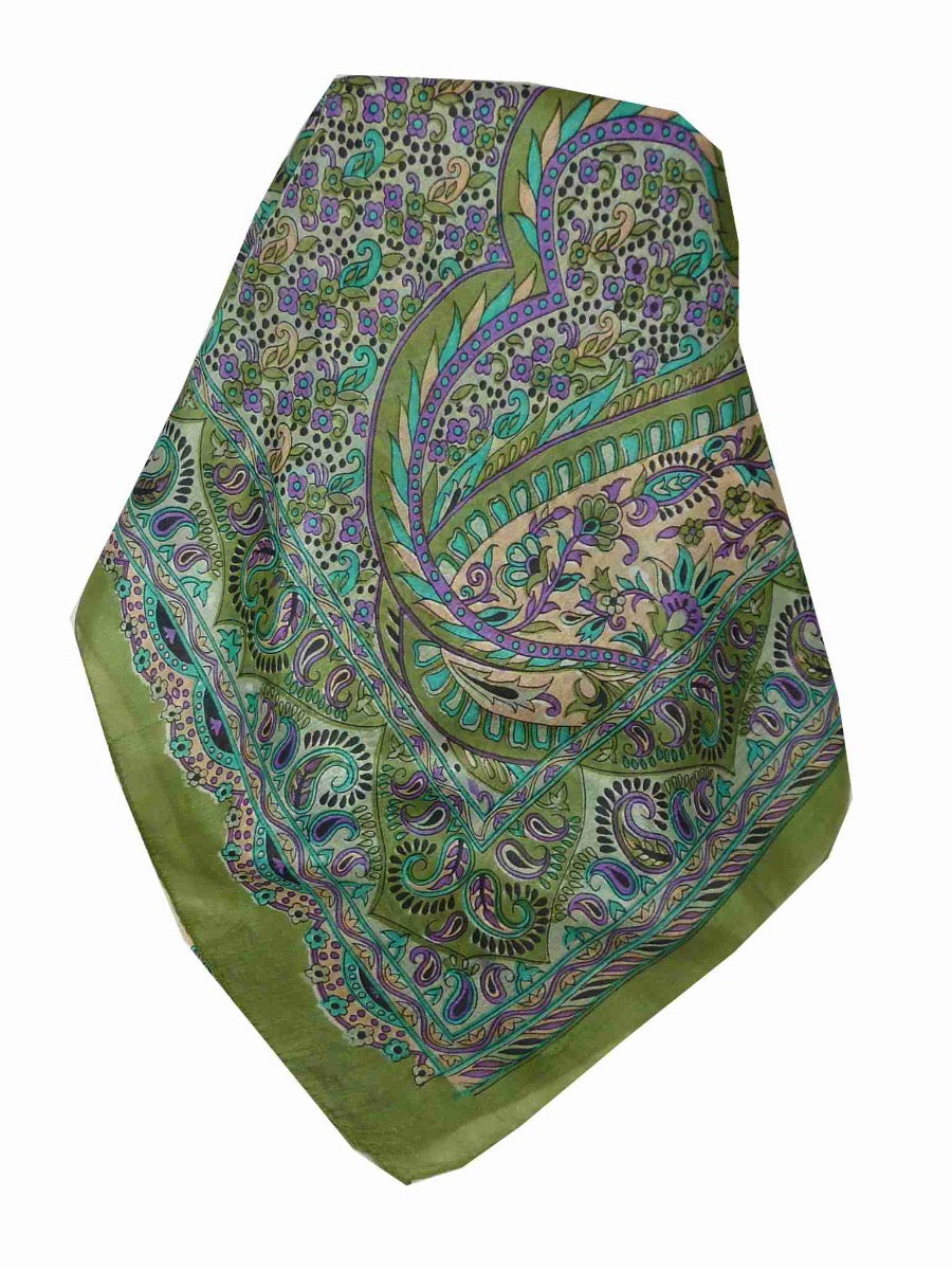 Tradizionale Sciarpa Longa di Seta Alampur Sage di Pashmina & Silk
