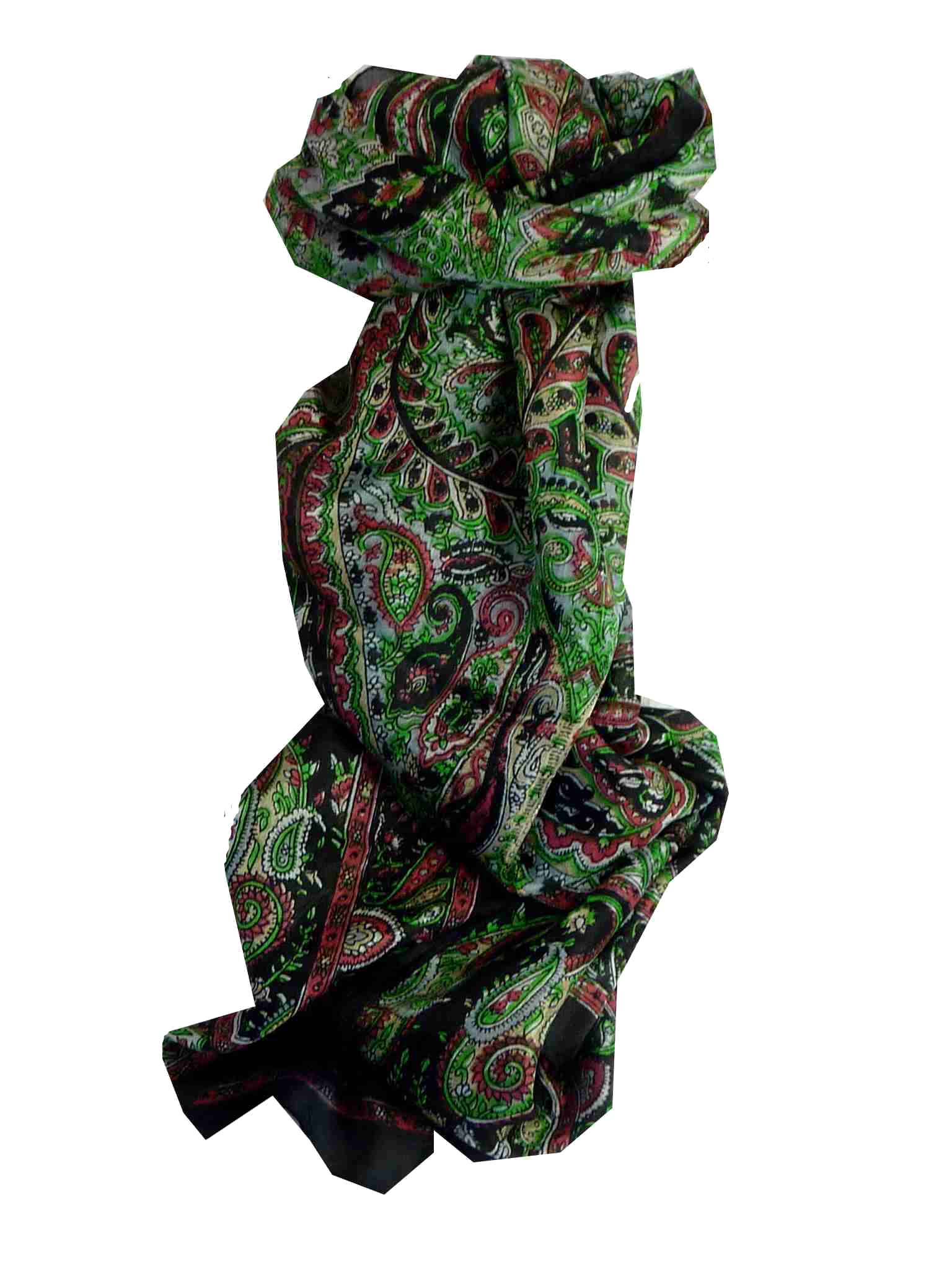 Mulberry Silk Traditional Long Scarf Anna Black by Pashmina & Silk