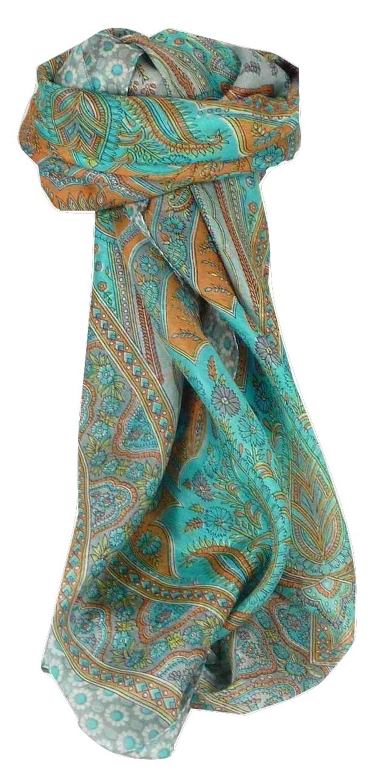 Mulberry Silk Traditional Square Scarf Uttara Quartz by Pashmina & Silk