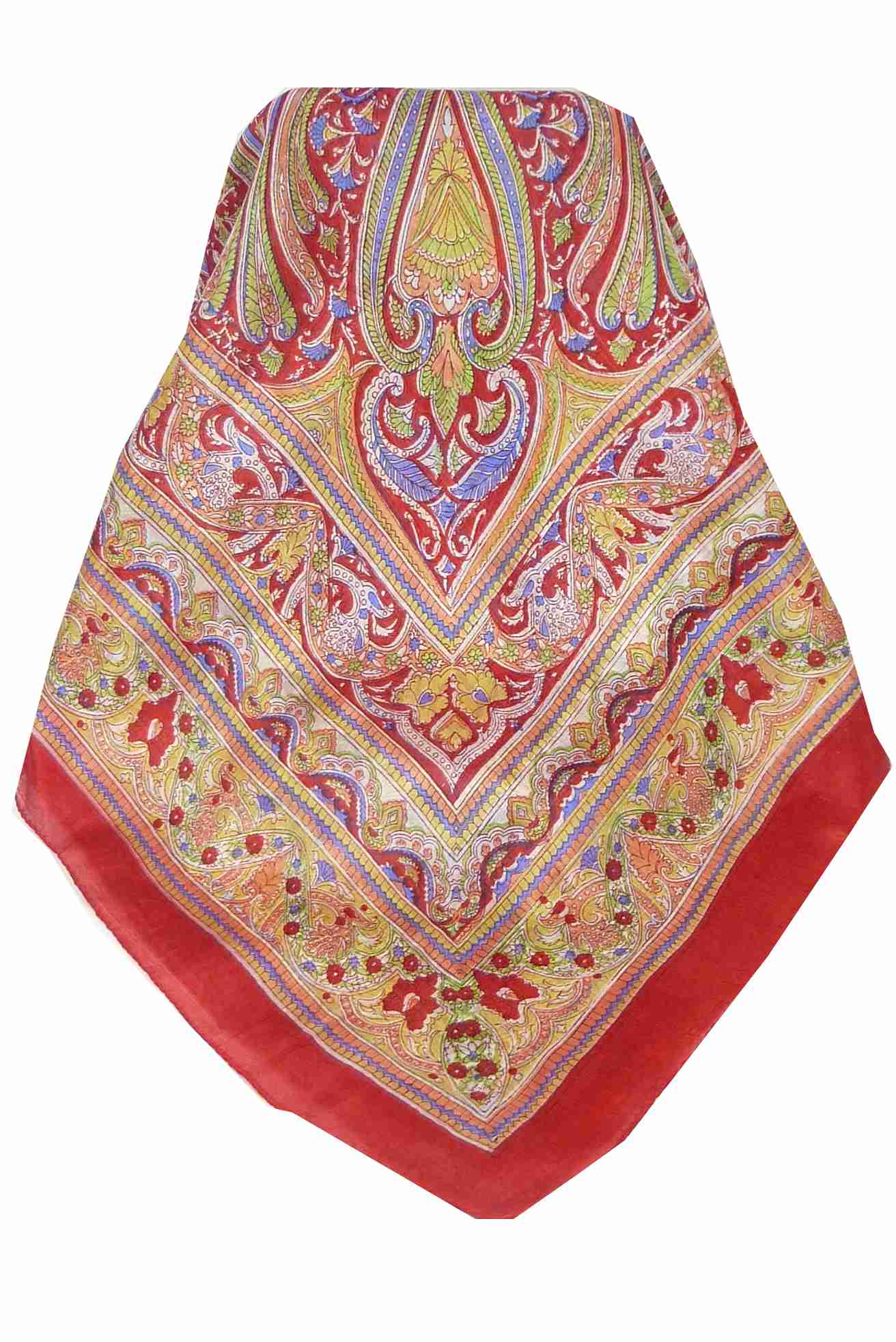 Mulberry Silk Traditional Square Scarf Penner Flame by Pashmina & Silk