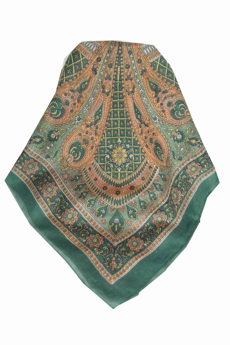 Mulberry Silk Traditional Square Scarf Vaan Slate by Pashmina & Silk