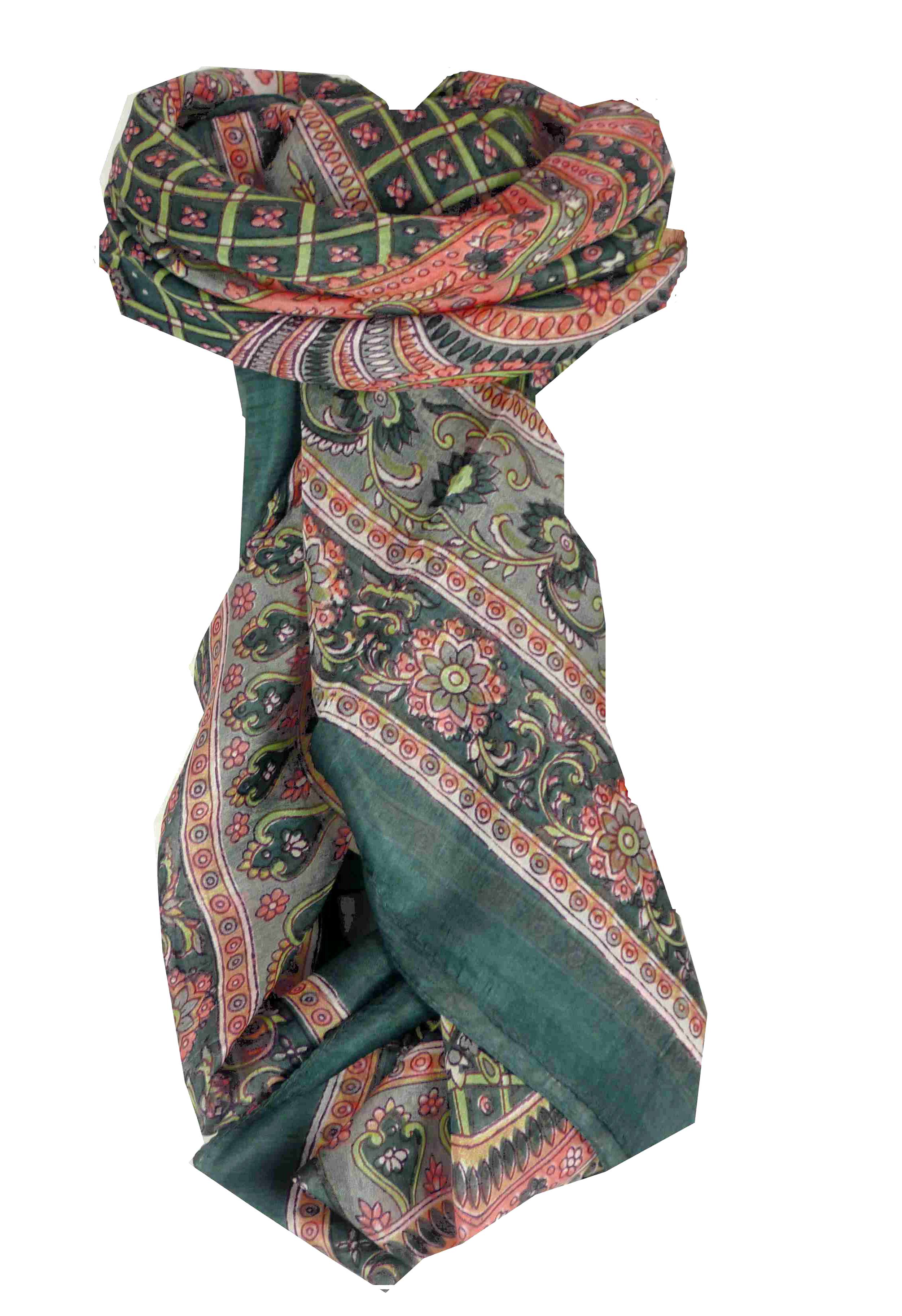 Mulberry Silk Traditional Square Scarf Vaan Slate by Pashmina & Silk