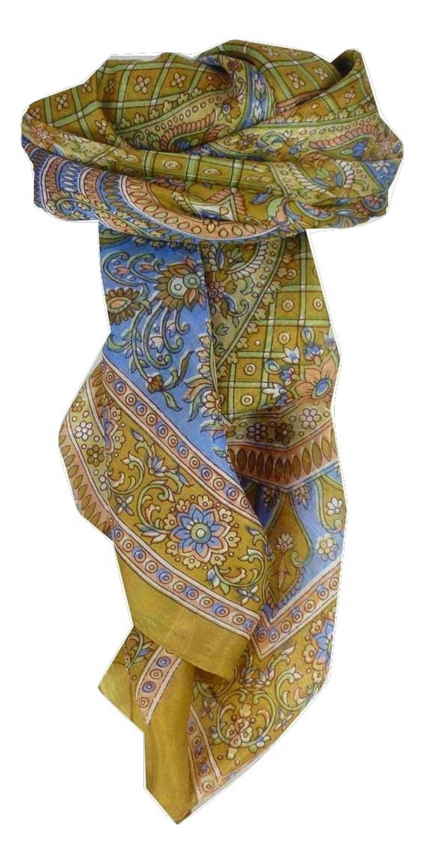 Mulberry Silk Traditional Square Scarf Vaan Gold by Pashmina & Silk