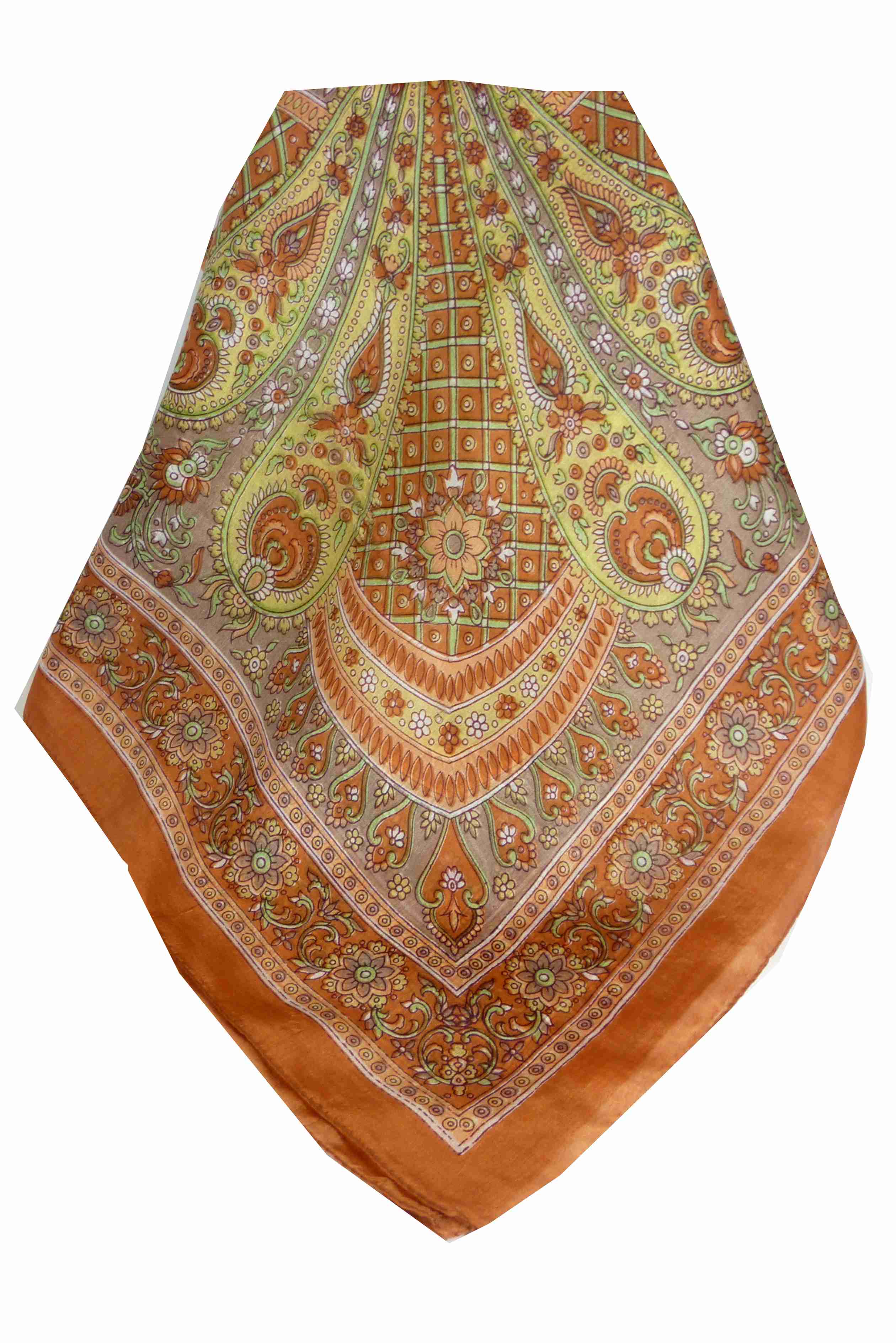 Mulberry Silk Traditional Square Scarf Vaan Copper by Pashmina & Silk