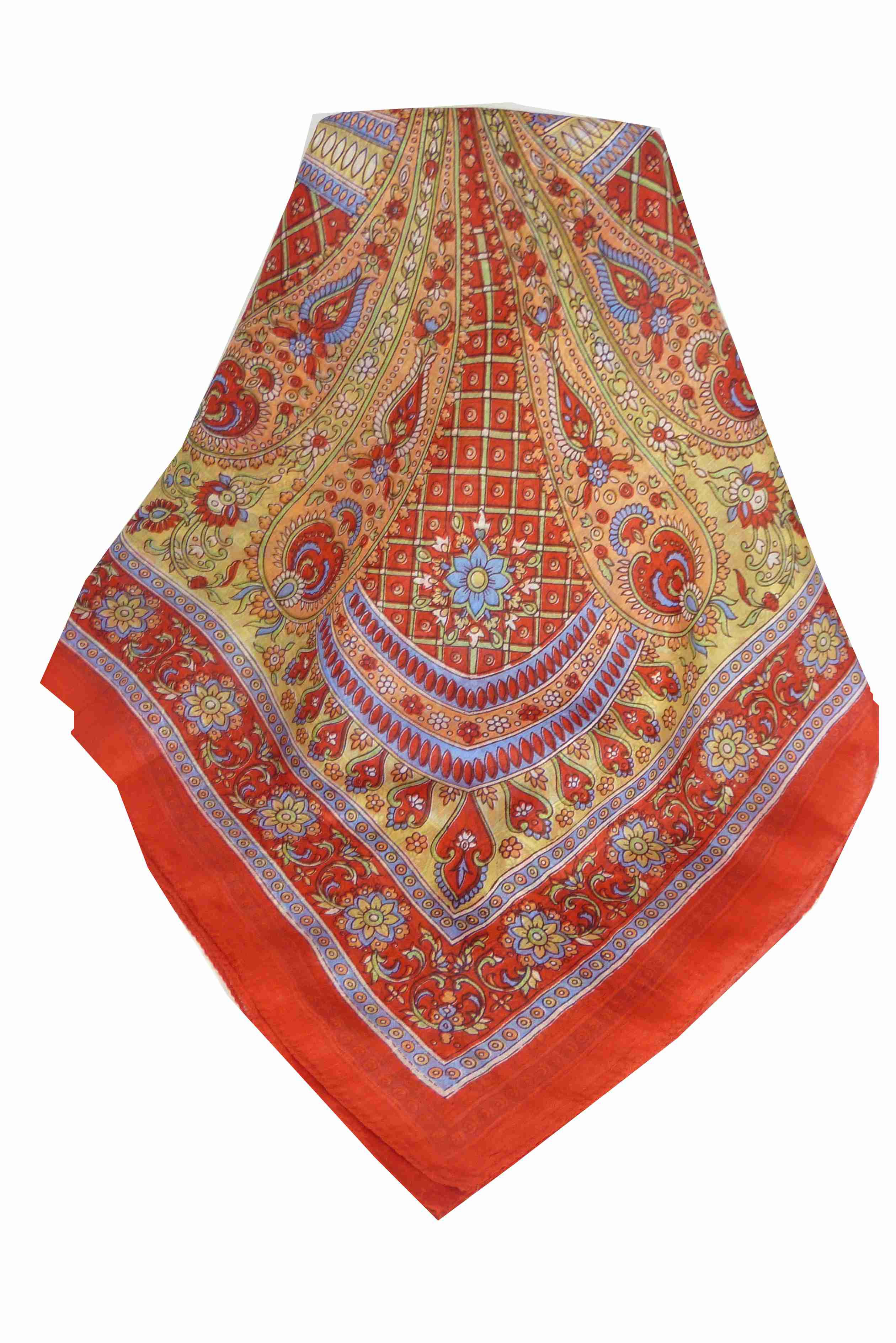 Mulberry Silk Traditional Square Scarf Vaan Red by Pashmina & Silk