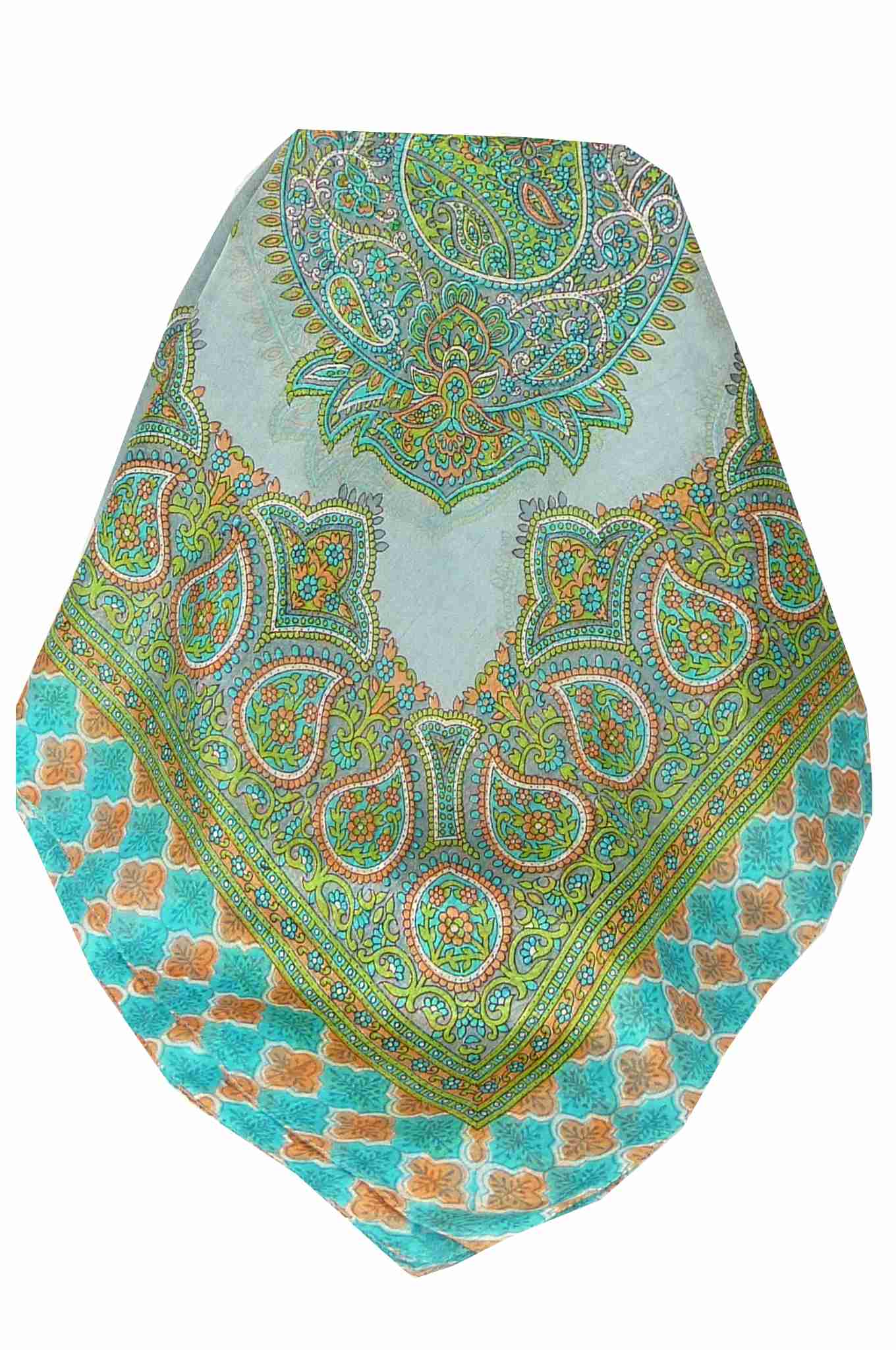 Tradizionale Sciarpa Quadrata di Seta Andrha Pearl di Pashmina & Silk