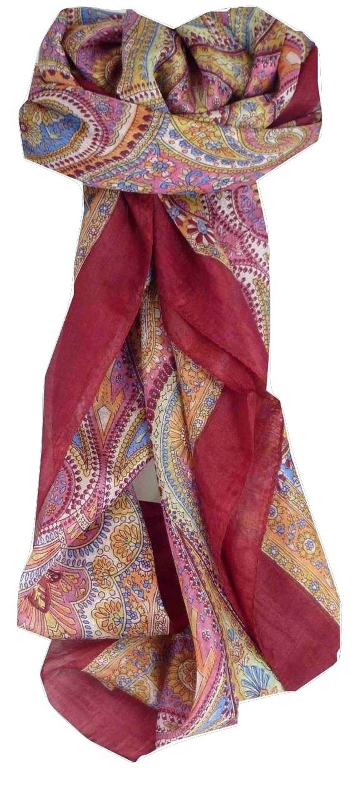 Tradizionale Sciarpa Quadrata di Seta Zarak Rose di Pashmina & Silk