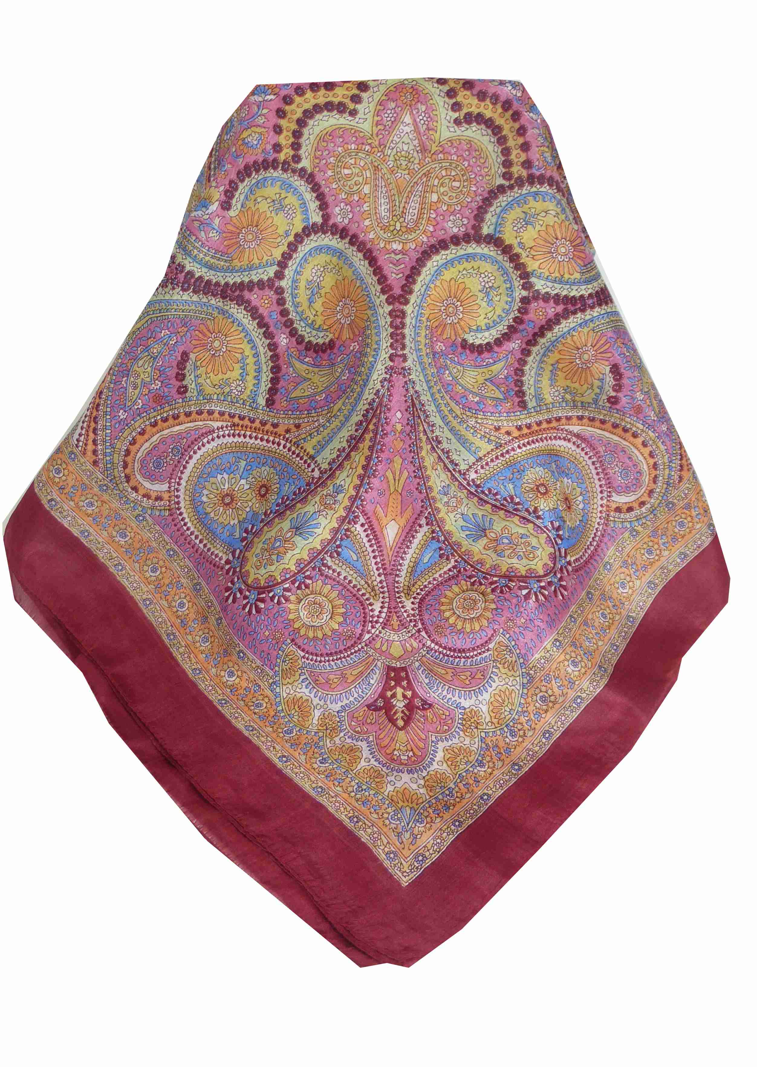 Tradizionale Sciarpa Quadrata di Seta Zarak Rose di Pashmina & Silk