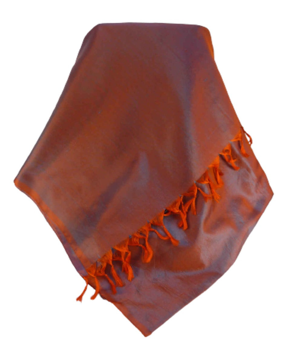 Varanasi 100% Silk Long Scarf Heritage Range Kaul Orange by Pashmina & Silk