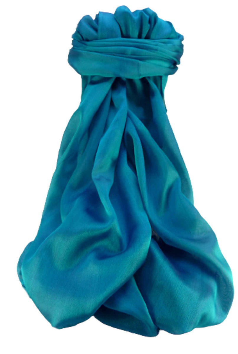 Varanasi 100% Silk Long Scarf Heritage Range Kavita Blue by Pashmina & Silk