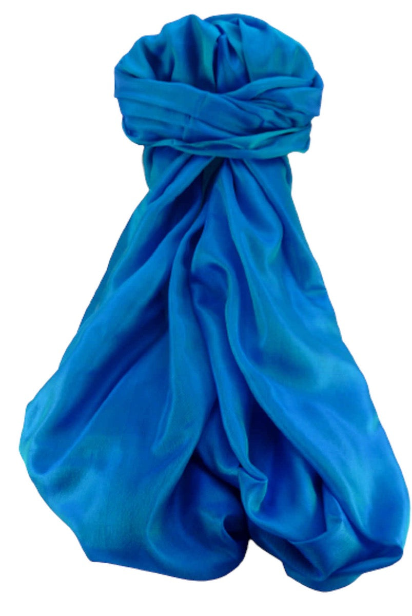 Varanasi 100% Silk Long Scarf Heritage Range Sumra Blue by Pashmina & Silk