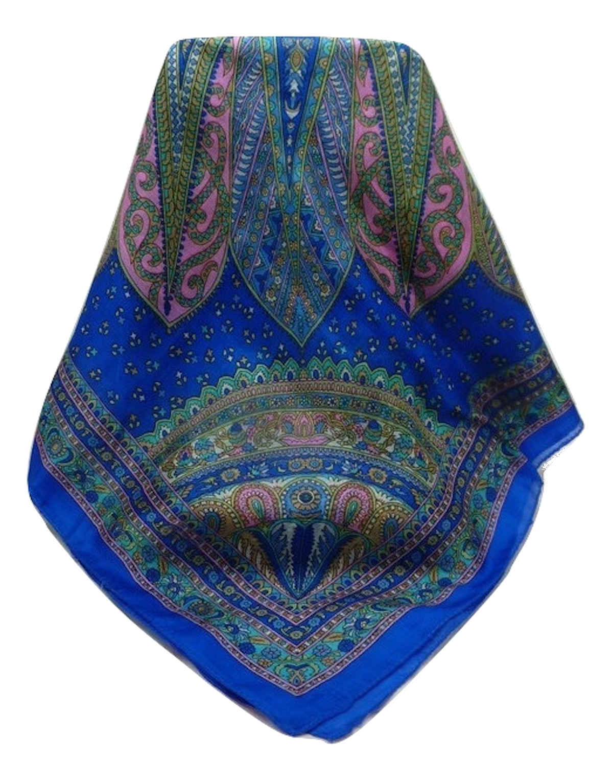 Mulberry Silk Traditional Square Scarf Ankita Blue by Pashmina & Silk