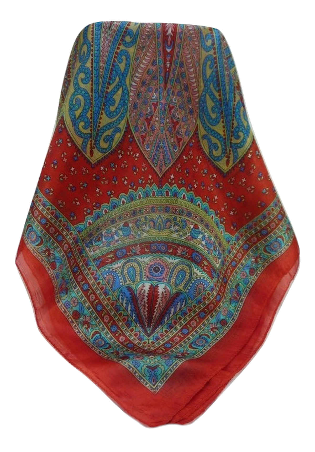 Mulberry Silk Traditional Square Scarf Ankita Scarlet by Pashmina & Silk